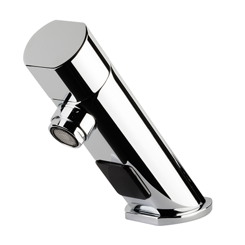 CHROME-PLATED ELECTRONIC OBLIQUE TAP FOR WASHBASIN - POWERED BY BATTERY