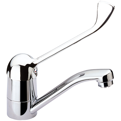 CHROME SINK MIXER WITH SWIVEL SPOUT AND CLINICAL LEVER