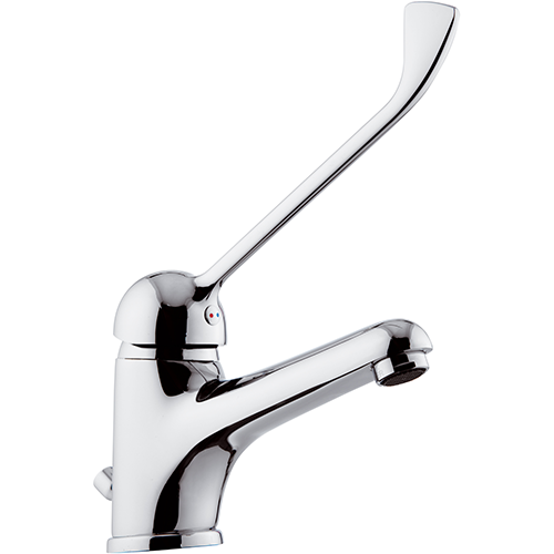 SINGLE LEVER CHROME MIXER WITH CLINICAL LEVER AND LONG SPOUT