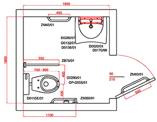 Bathroom for disable, accessories for furnishing security and elegance