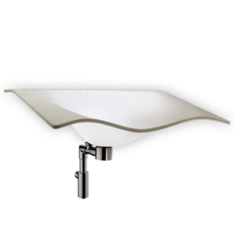 Lavabo Flight Bianco Traslucido con Staffe, Piletta e Sifone