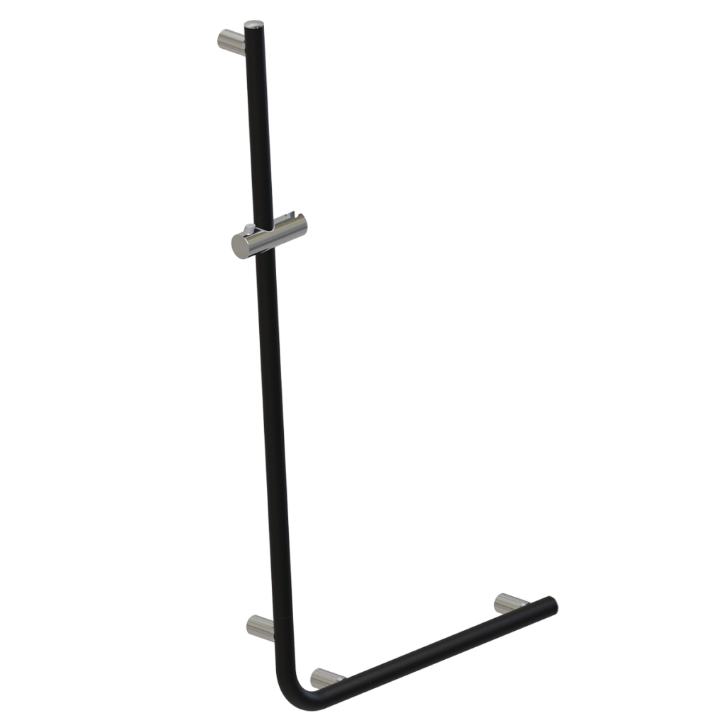 Saliscendi Doccia di sostegno cm 120x60con saliscendi verticale dx/sx serie Mia Nero opaco cromo - senza doccia e flex