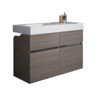 Mobile doppio composta da top lavabo cm. 121 e base poltrona con ruote - olmo chiaro