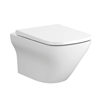 WC sospeso serie Larga Square “Clean On” - coperchio bianco opaco incluso