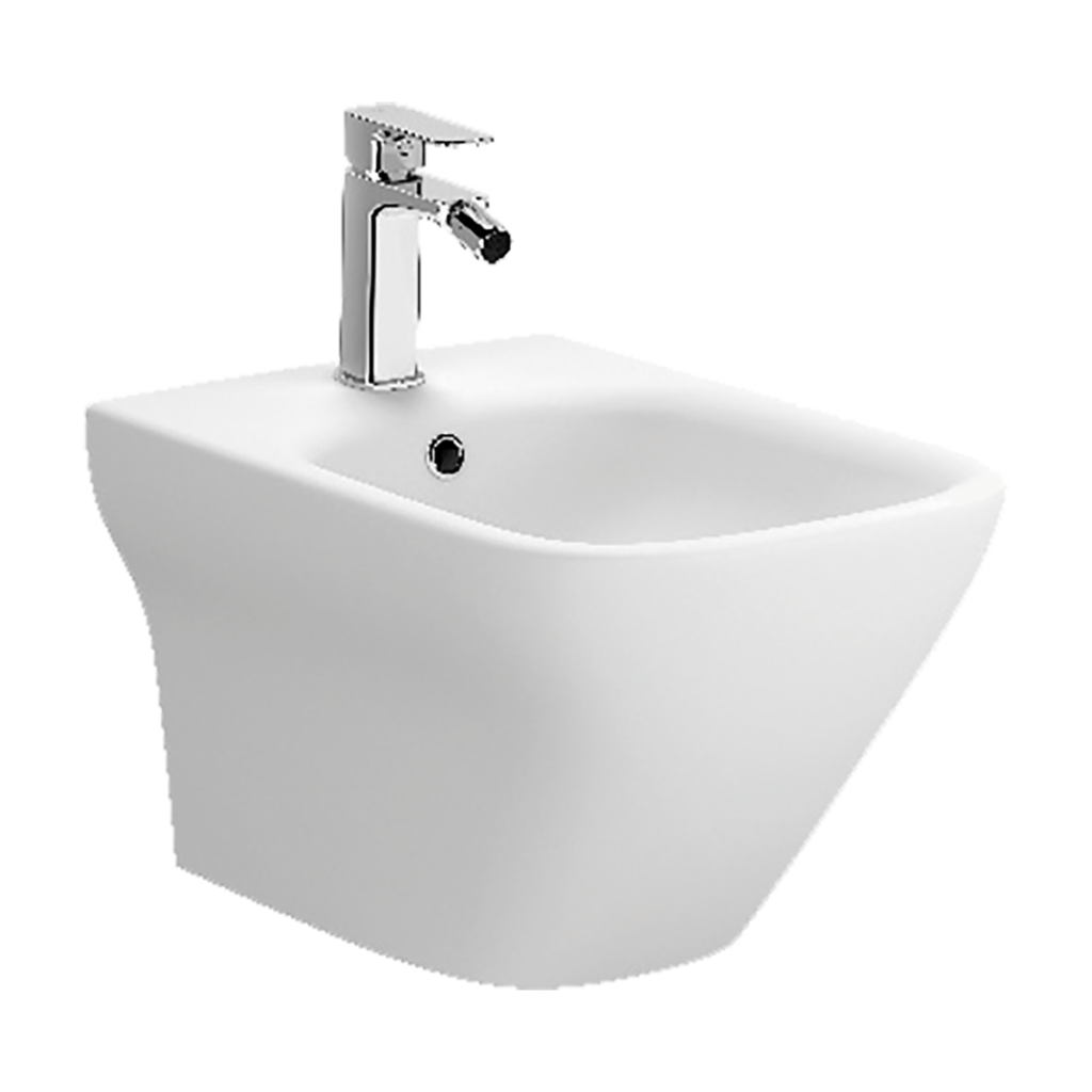 Bidet sospeso serie Larga Square - bianco opaco - miscelatore escluso