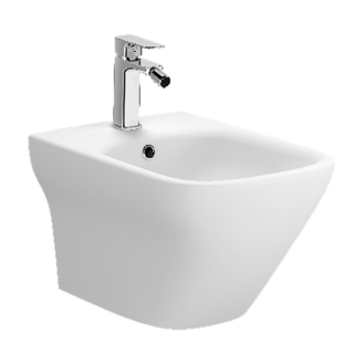 Bidet sospeso serie Larga Square - bianco opaco - miscelatore escluso