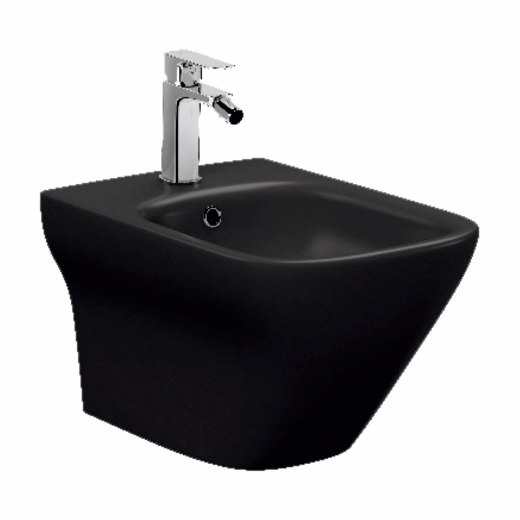 Bidet sospeso serie Larga Square - nero opaco - miscelatore escluso