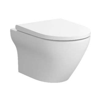 WC sospeso serie Larga Oval “Clean On” - coperchio bianco opaco incluso
