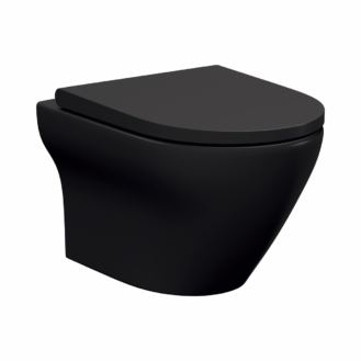 WC sospeso serie Larga Oval “Clean On” - coperchio nero opaco incluso
