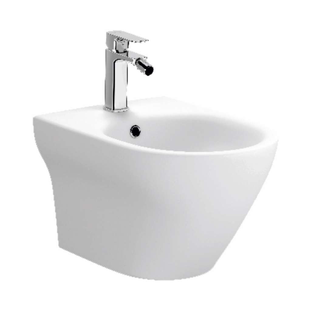 Bidet sospeso serie Larga Oval - bianco opaco - miscelatore escluso